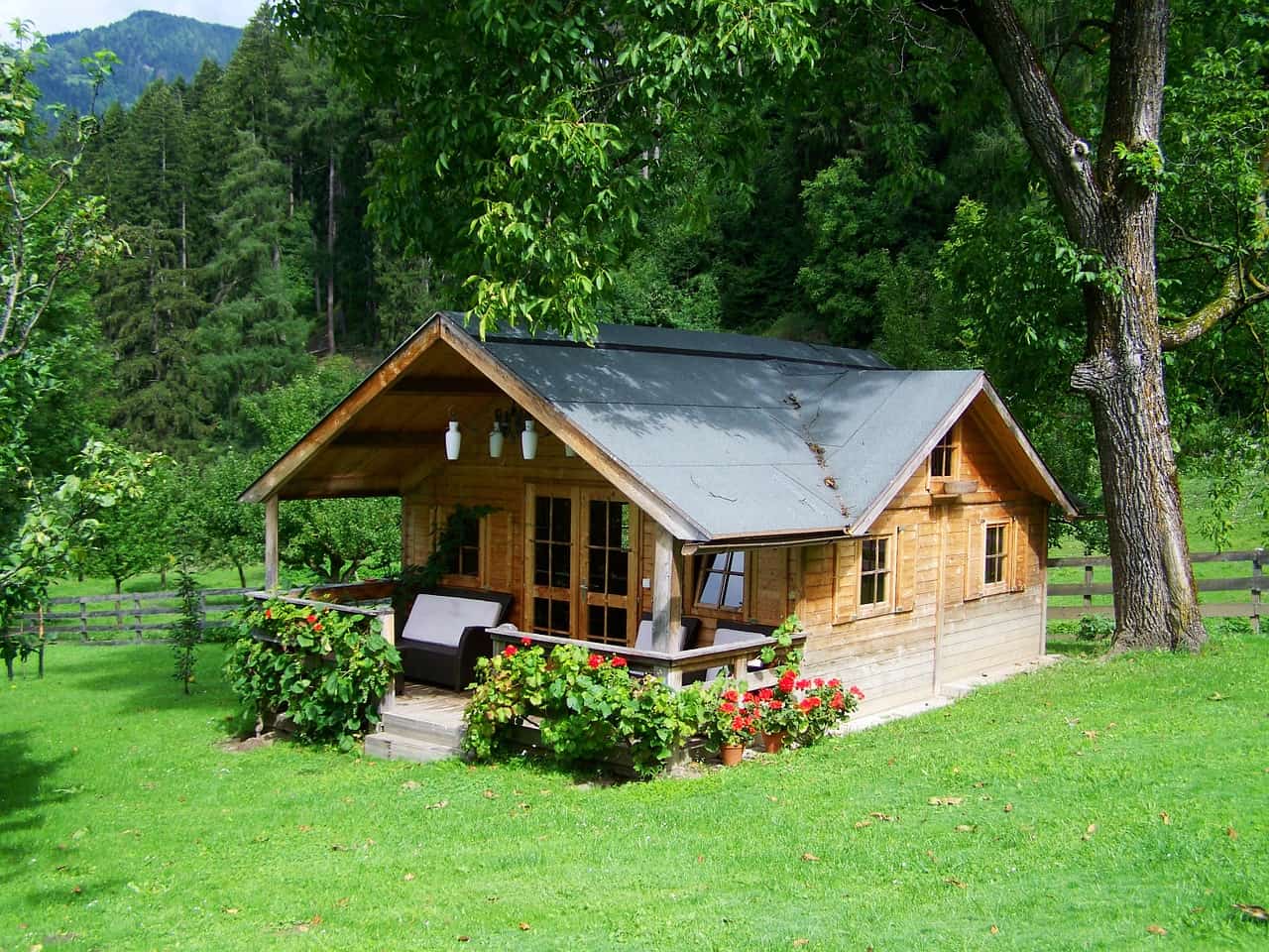 Small wooden house at the forest